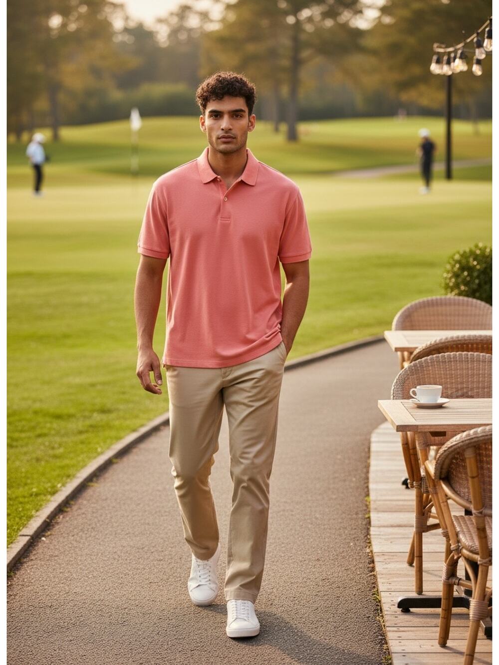 Peter Millar Men's Seaside Golf Polo Coral/Peach Size Small Tall